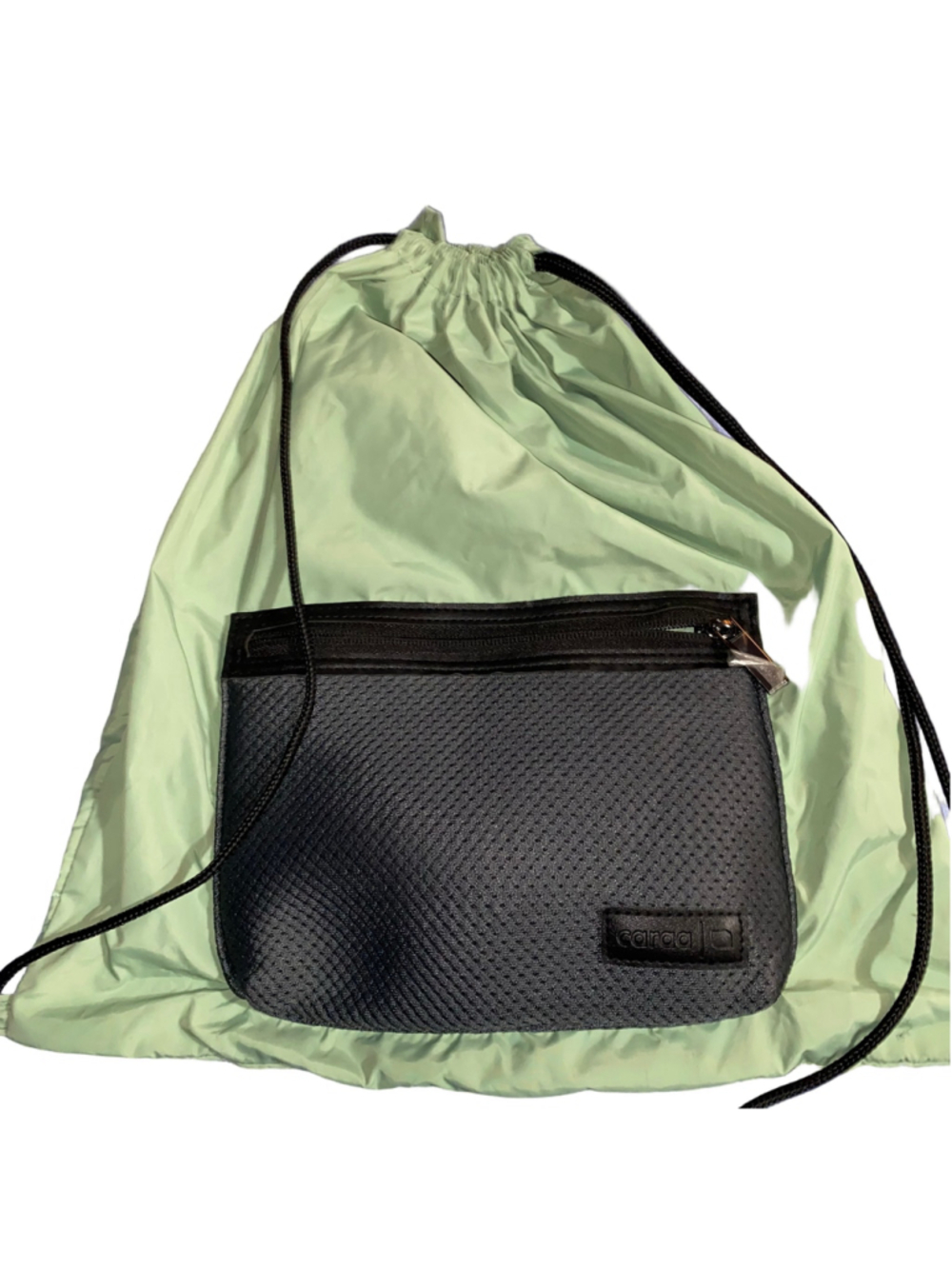 Women's Caraa Travel Drawstring Bag One Size Green and Black